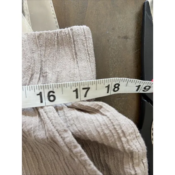 Soft Surroundings Wide Leg Pants Womens Size L Tan Gauze Button Hem Coastal - Image 10