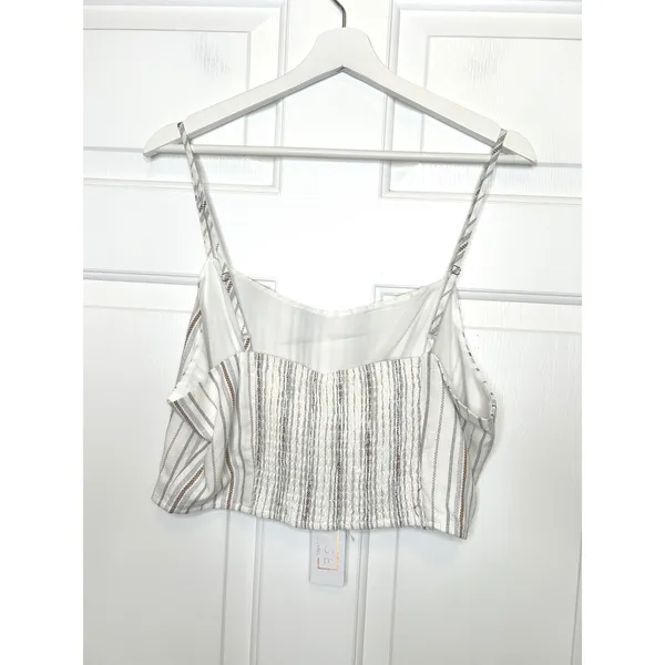 Sage The Label Crop Top XL Ivory Multi NWT Striped Smocked Boho - Image 2
