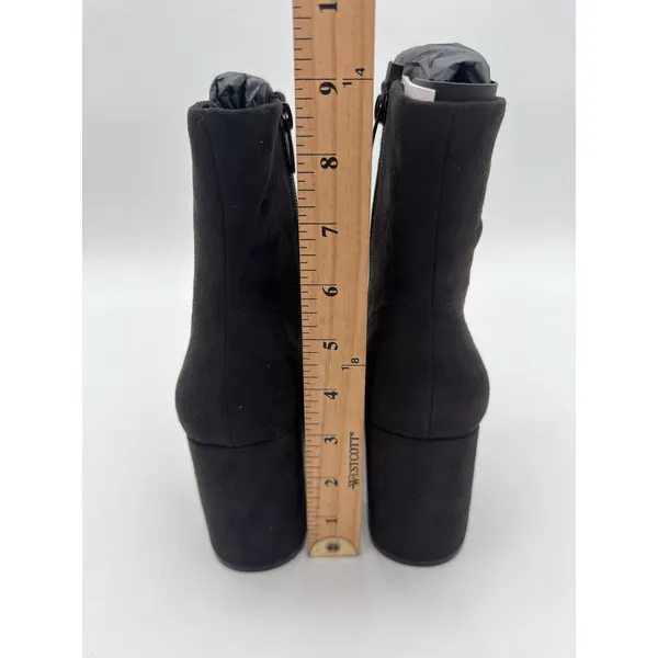 Mango Minimalist Black Vegan Suede Classic Elegance Ankle Block Heel Boots 7.5 - Image 5