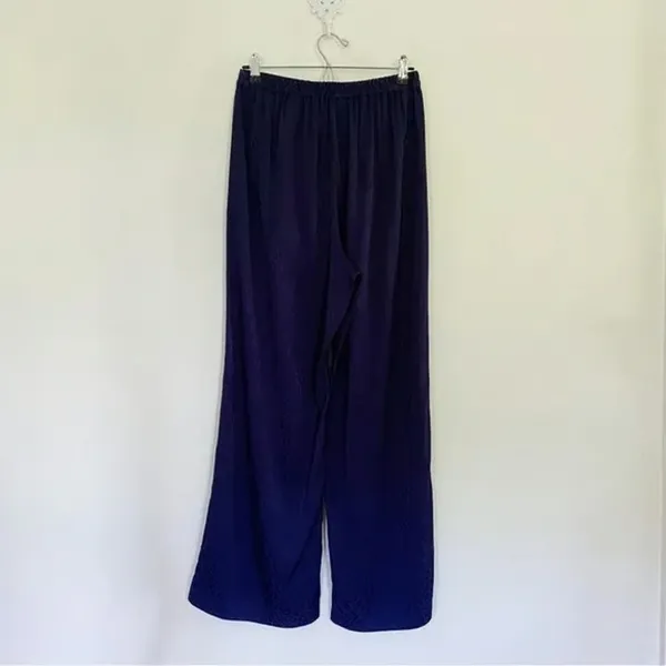& Other Stories Leopard Print Jacquard Satin Wide Leg Pants NWT Navy Size 6 $79 - Image 6