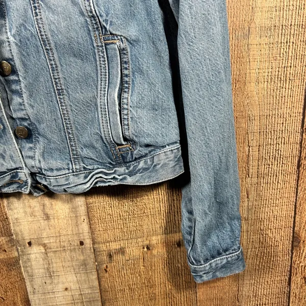 Ann Taylor LOFT Blue 100% Cotton Denim Trucker Jacket Classic Small Jean - Image 2