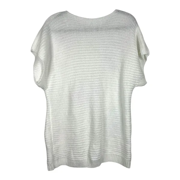 Unbranded White Knit Sweater 3D Floral Applique Multi Color - Sz Large - Image 3