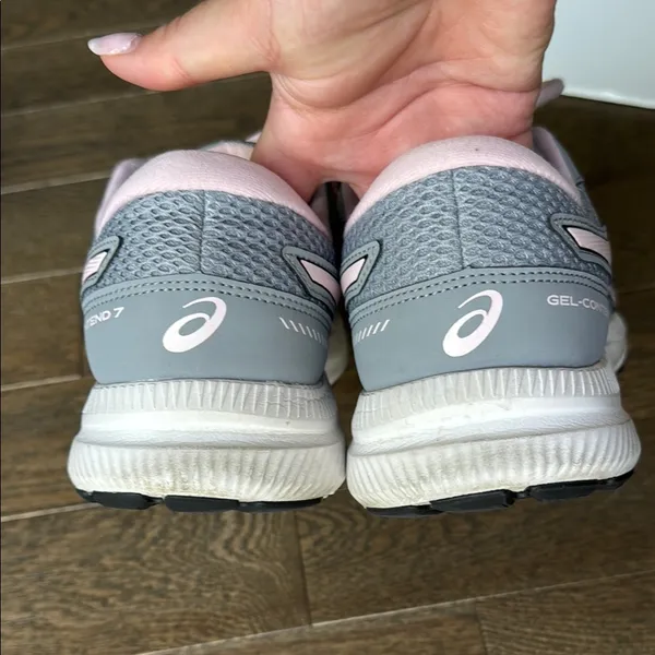 ASICS Gray and Pink Athletic Shoes with Cushioning - Image 4