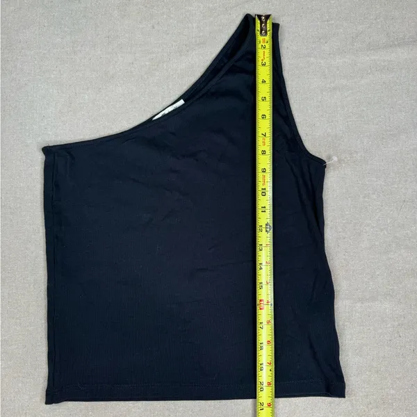 Madewell One-Shoulder Ribbed Tank Top Womens XL Black Slim Stretch Fitted - Image 6