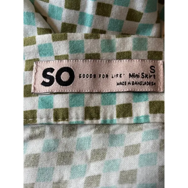 SO Goods for Life Green Checkered Skater Mini Skirt High Rise Small JG2UY001RP - Image 3