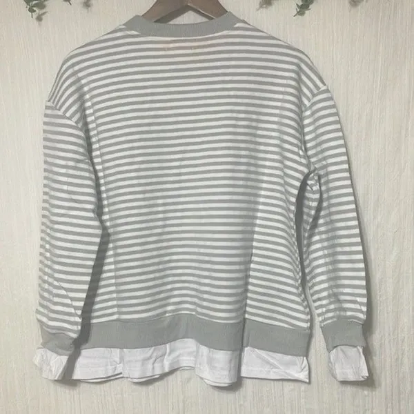 Cali Be Gray New Sweatshirt Striped Layered Oversized Medium - Image 5