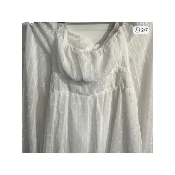 SHEIN White Swiss Dot Long Sleeve Tie Back Cutout Mini Dress Size M - Image 4