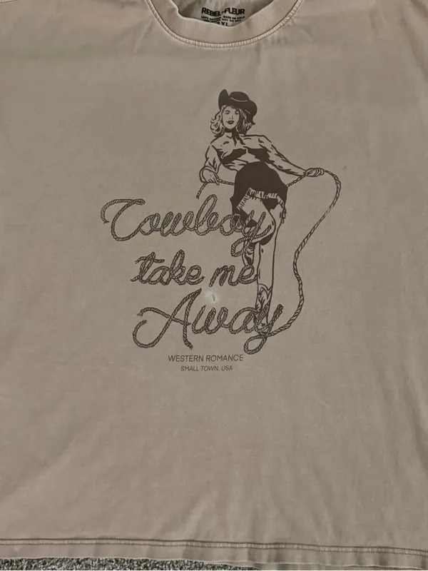 Rebel + Fleur 3XL Cowboy Take Me Away Western Romance Oversized Cowgirl Tee Boxy - Image 6