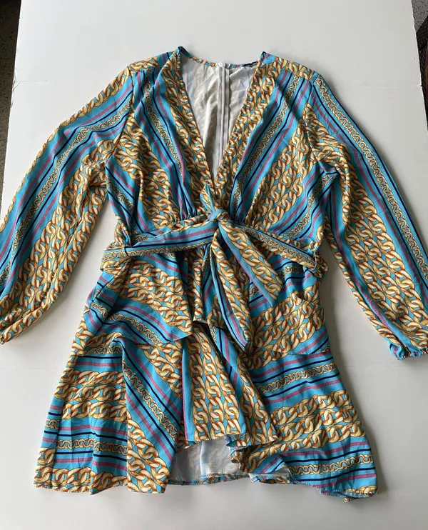 Zack Curve Chain Print Ruffle Mini Dress Plus Size 16 - Image 4