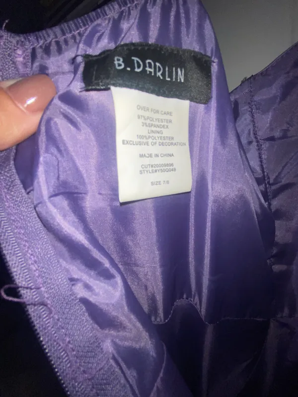 B Darlin Purple Satin Prom Dress - Image 4