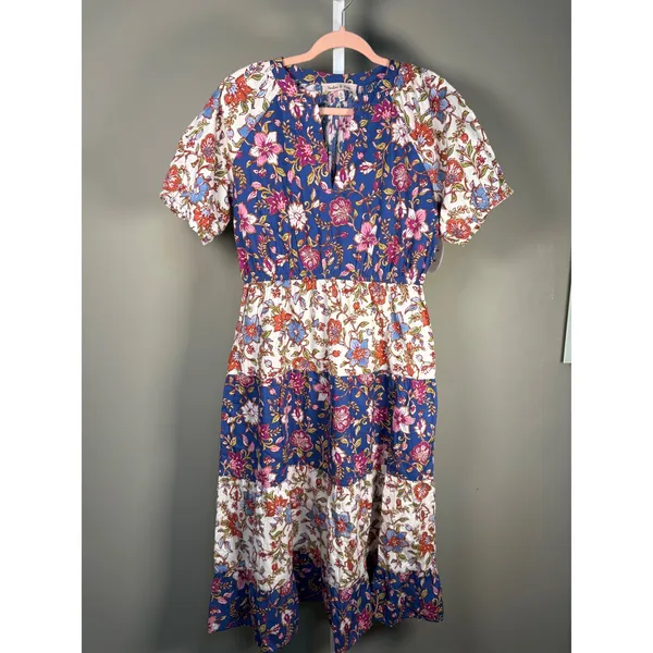 Harlow & Rose Floral Boho Tiered Midi Dress Cottagecore Prairie‎ NWT Medium - Image 2
