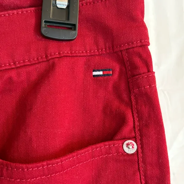 Tommy Hilfiger Red‎ Tribeca Skinny Crop Denim Pants Womens Size 10 Casual Preppy - Image 5