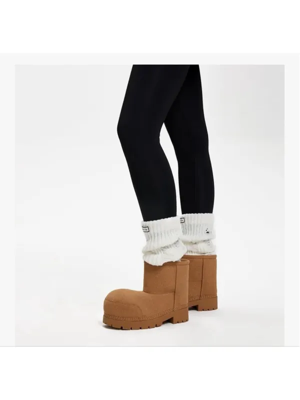 NEW Vegan Suede Platform Winter Snow Boots Ankle Cozy Fur Lined Waterproof 8 - Image 2