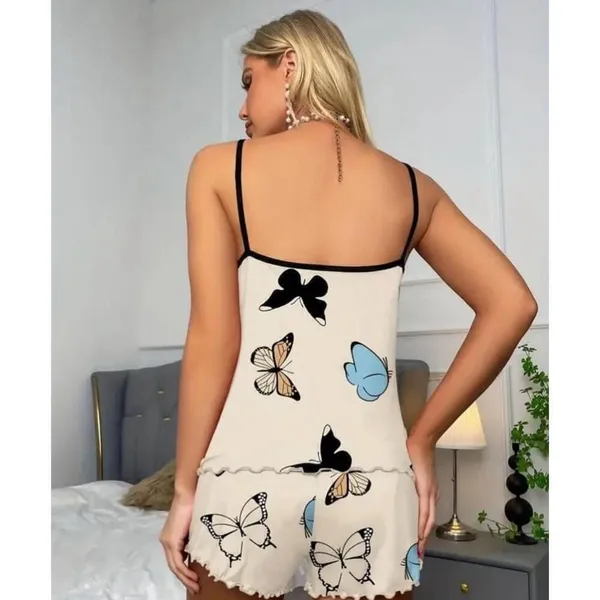 Women's Shein Butterfly Pajama Set Size XXL apricot/Blue - Image 2