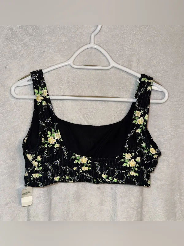 NWT Aerie size xl black floral swimsuit top - Image 5
