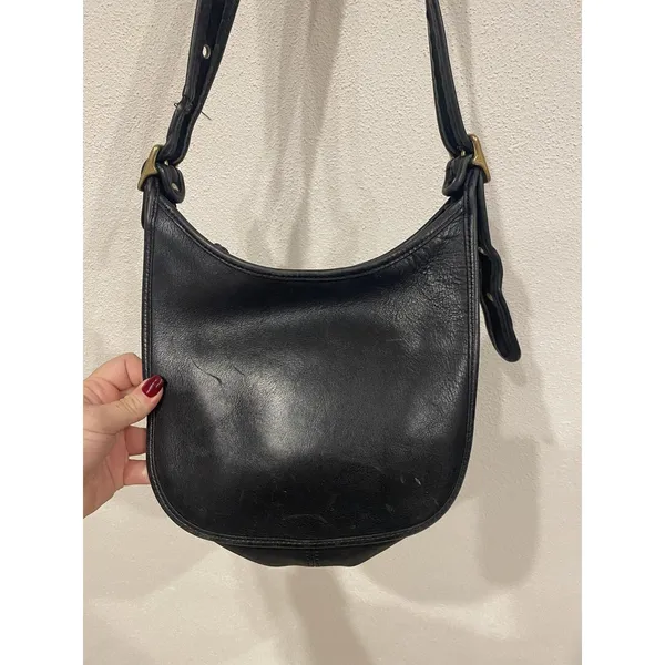 Vintage Coach Janice Legacy Crossbody Bag Womens Medium Black Leather Zip USA - Image 4