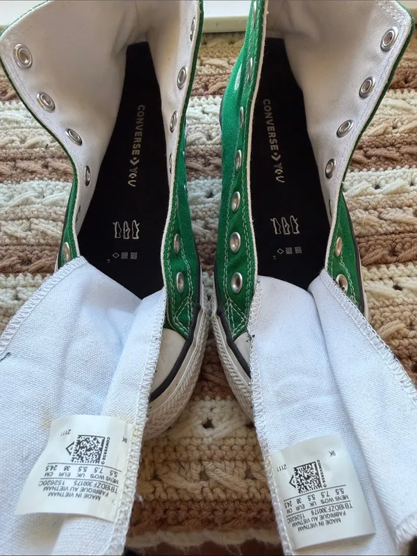 Green Converse All Star High Top Canvas Sneakers with White Accents - Image 5