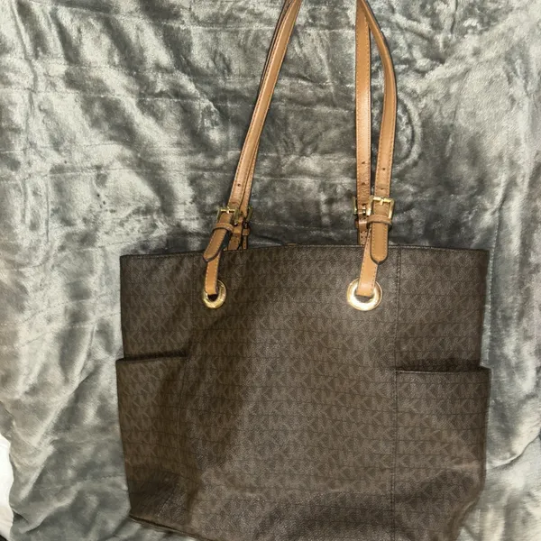 Michael Kors‎ Jet Set Travel Large Mk Signature Logo Tote Handbag Brown 30S11T4B - Image 6