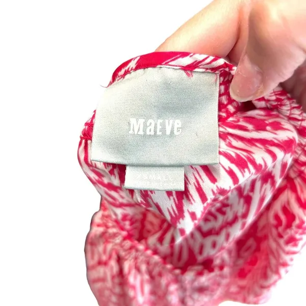 Anthropologie Maeve Ikat Shirt Dress‎ Mini Tie Belt Print Pink White Size XS - Image 8