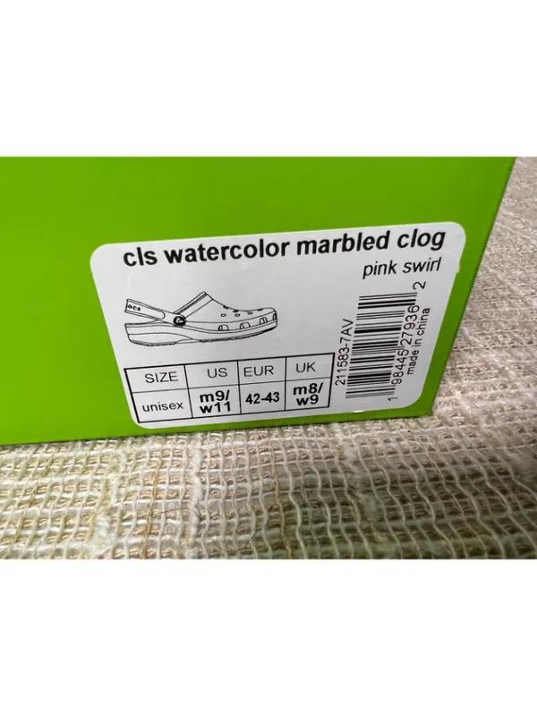 Crocs Unisex Adult Pink Classic Watercolor Marbled Clog US 9 Mens/ 11 Womens NEW - Image 4