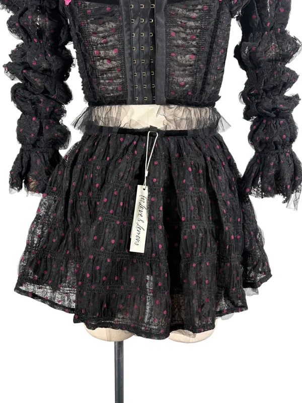 NEW For Love and Lemons romantic gothic coquette corset top mini skirt Set - Image 9
