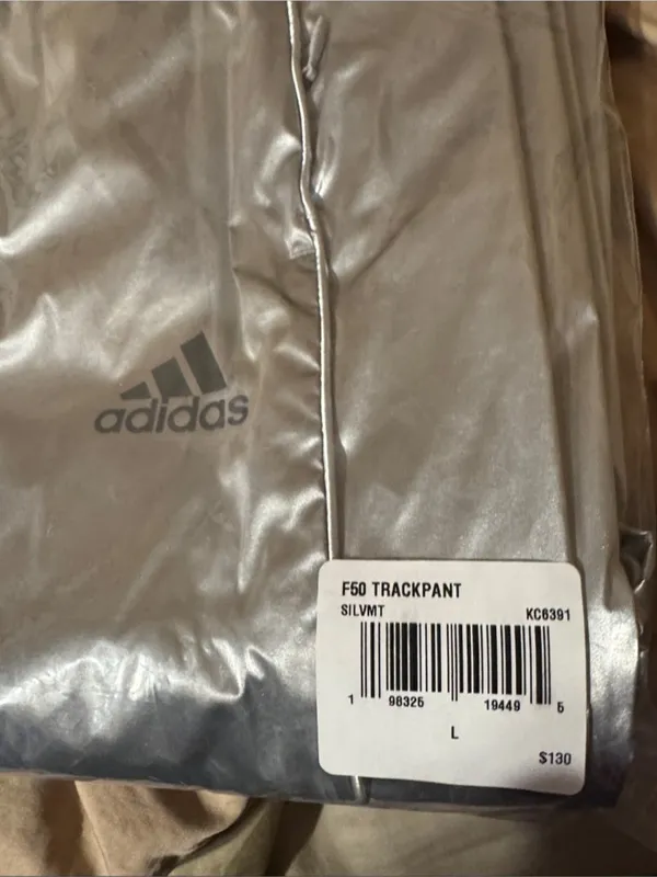 adidas Metallic Silver Wide-Leg Joggers L - Image 6