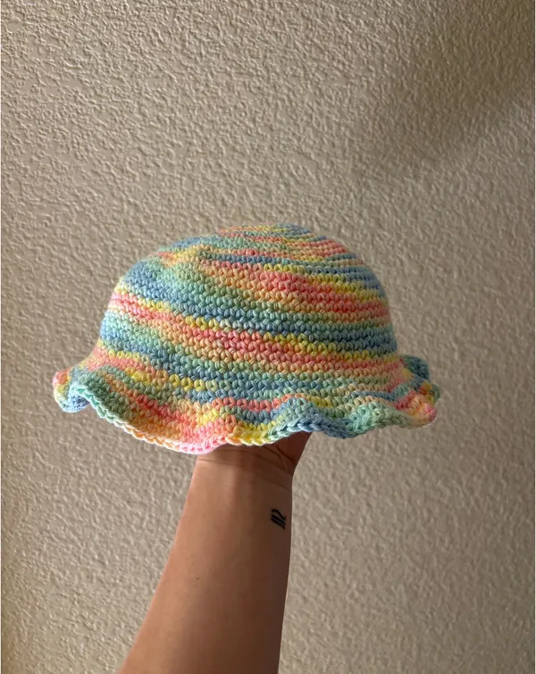 Pastel Rainbow Crochet Bucket Hat Multiple - Image 2