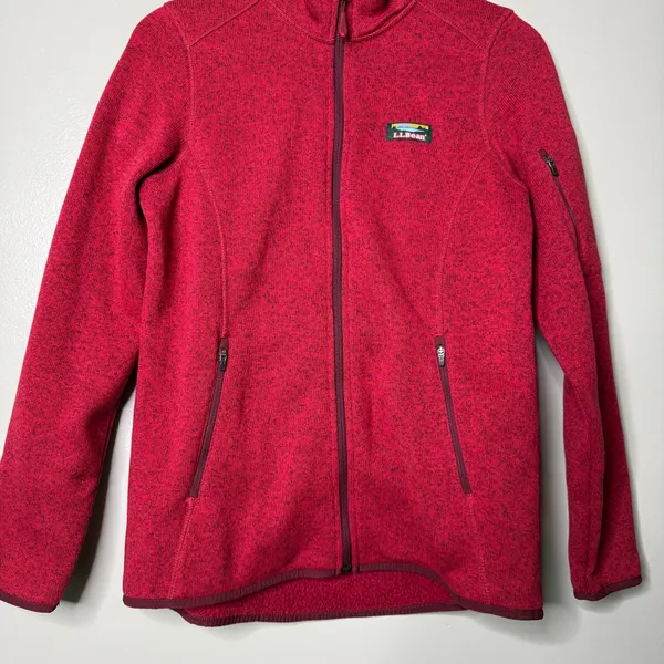 L.L. Bean Women’s Sweater Fleece Full Zip Jacket Red‎ Size Small - Image 6