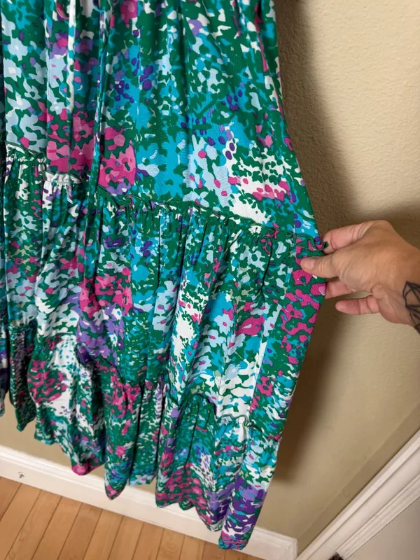 Rails juni Dress in Gardenia Floral Tiered Midi Skirt Size Small - Image 6