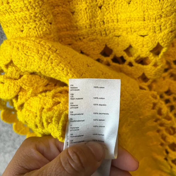 MAJE Crocheted Cotton Sweater‎ In Yellow Size 1 (Small) Boho Bohemian - Image 3