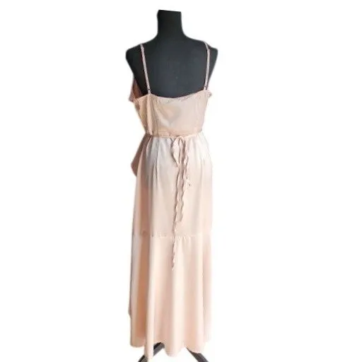 Mulla Womens Wrap Balletcore‎ Dress Blush Pink Ruffle High Low Large - Image 6