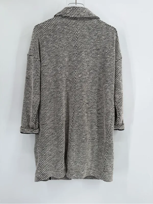 Marine Layer Birdseye Blazer Sz medium Cardigan Jacket Black & White Textured Kn - Image 3