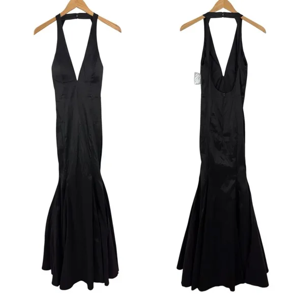 Windsor Black V-Neck Sleeveless Formal Halter Gown Maxi Dress Size Small - Image 2