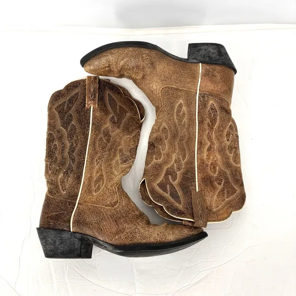 Ariat Heritage Western Cowboy Boots Women's 7 Tan Brown Distressed Leather - Image 5
