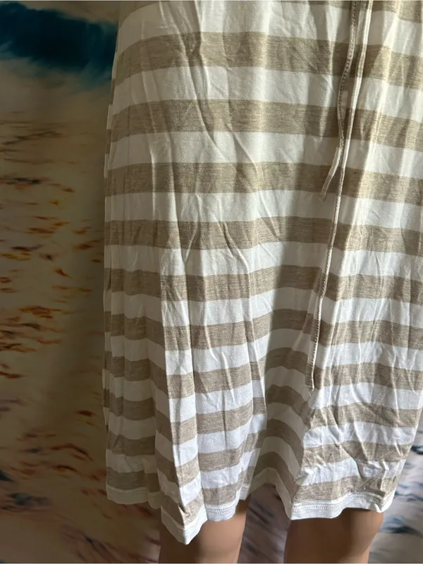 Calvin Klein Beige & White Striped Knit Dress with Mesh Yoke SZ 8 NWT - Image 6