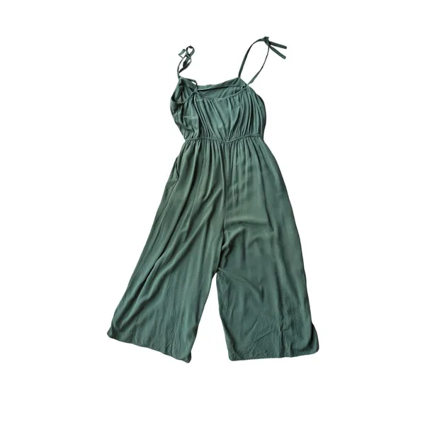 Gap Olive Green Wide Leg Cami Jumpsuit Medium Tie Strap 100% Viscose Pockets - Image 3