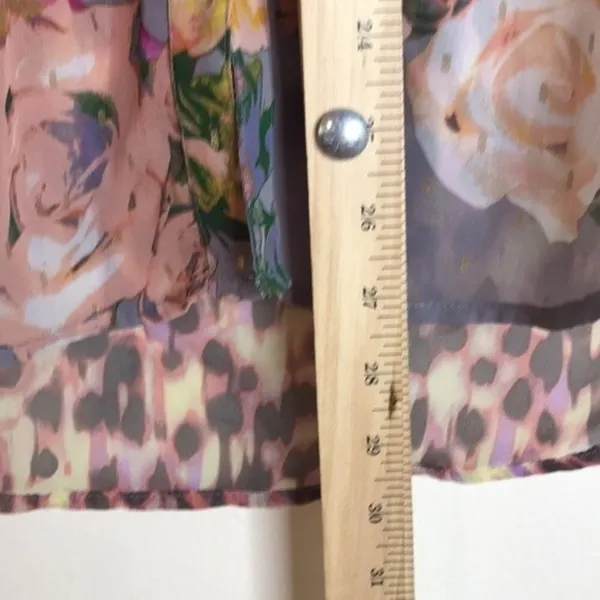 Figueroa & Flower Women's Sheer‎ Floral Leopard Blouse Size Large - Image 6