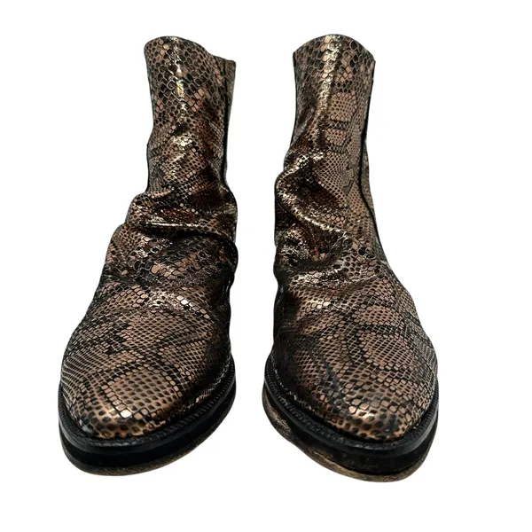 Free People Amarone Ankle Boot Metallic Copper‎ Snakeskin Print Size 38 US 7.5 - Image 5