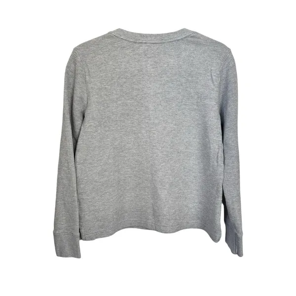 Lands’ End Womens Sz XS (2-4) Gray Waffle Knit Long Sleeve Henley Shirt Top - Image 6