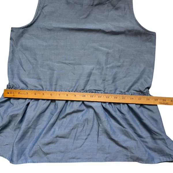 Ann Taylor Chambray Bow Tie Back Peplum Sleeveless Top Blouse Size Small - Image 11