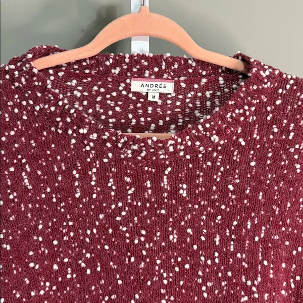 Andree by‎ Unit Bobble Speckled Sweater Size M Maroon White Oversized Cozy Knit - Image 2