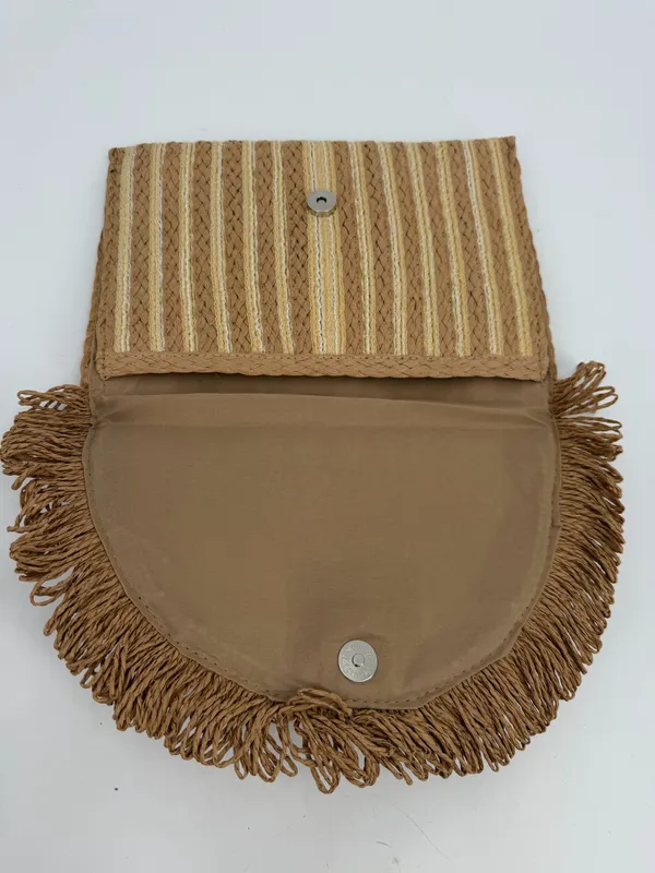 Straw Clutch Women’s Handbag Fringed Boho Vacation Envelope - Image 9