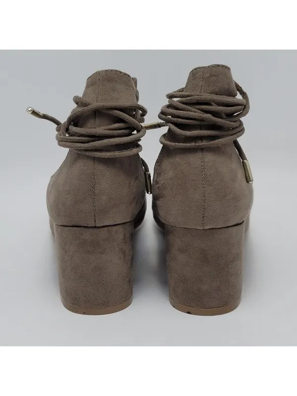 Journee Collection Ferah Lace Up Ankle Tie Block Heel Round Toe Pump Size 8 - Image 5
