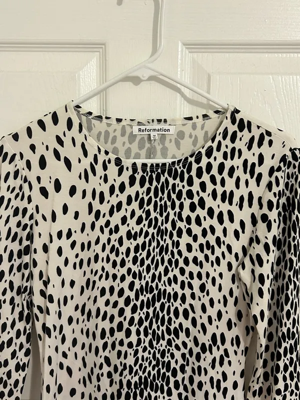 Reformation Kenmare Long Sleeve Knit Minidress In Cheetah Print New Size Medium - Image 4