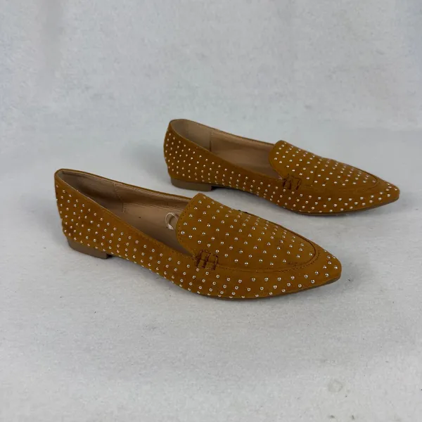 Mudd Loafers Womens 6 Studded Faux Suede Pointed Toe Mustard‎ Boho - Image 5