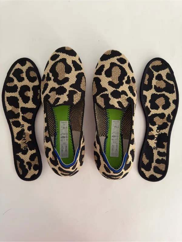 Rothy’s The Almond Toe Loafer Retired Desert Cat Leopard Print Knit Flats 5.5 - Image 11