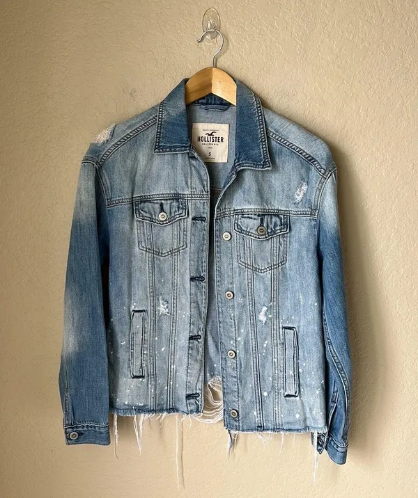 Distressed Paint Splatter Denim Jacket - Image 3
