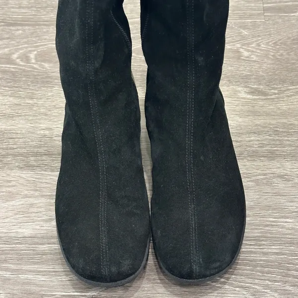 Aquatalia by Marvin K Minnow Black Suede Tall Riding Wedge Boots Square Toe 10 - Image 2