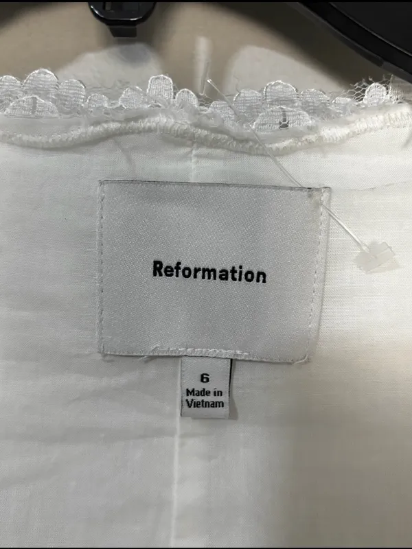 Reformation Alida Button Front Midi Dress White Size 6 - Image 7