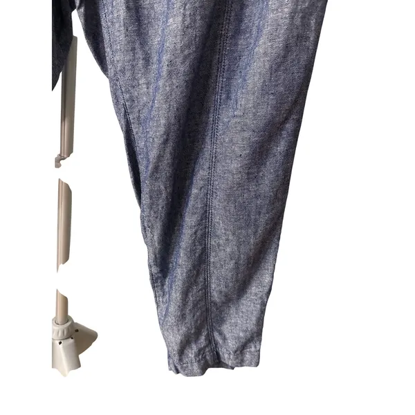 Old Navy Womens‎ XXL Blue Linen Blend Elastic Waist Tapered Leg Chambray Pants - Image 3